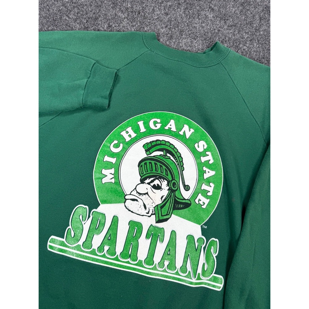 VTG 90s Michigan State Spartans Crewneck Sweatshirt Mens XL Green NCAA Hanes